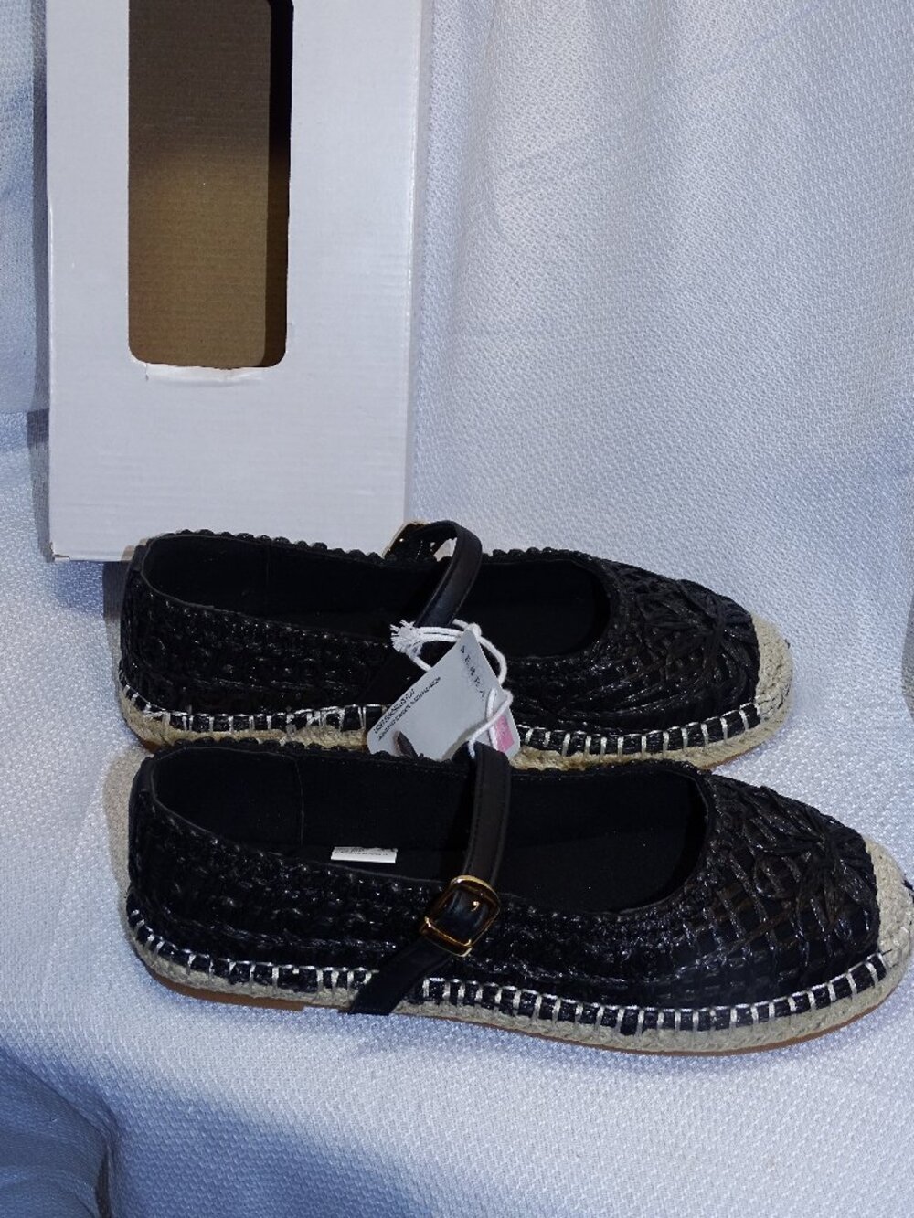 Serra Black Straw Lace Espadrilles Size 8